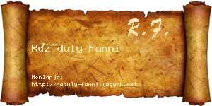 Ráduly Fanni névjegykártya